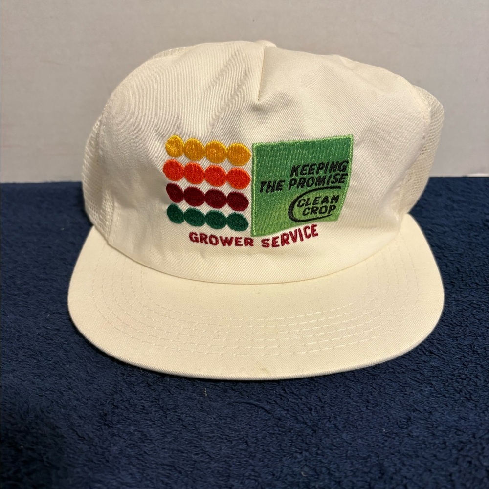 Vtg Snap-Back Mesh Trucker Hat Cap CLEAN CROP GROWER SERVICE K-Products USA Farm